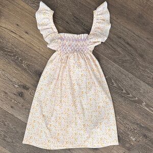 Zara White and Yellow Floral Smocked Sundress